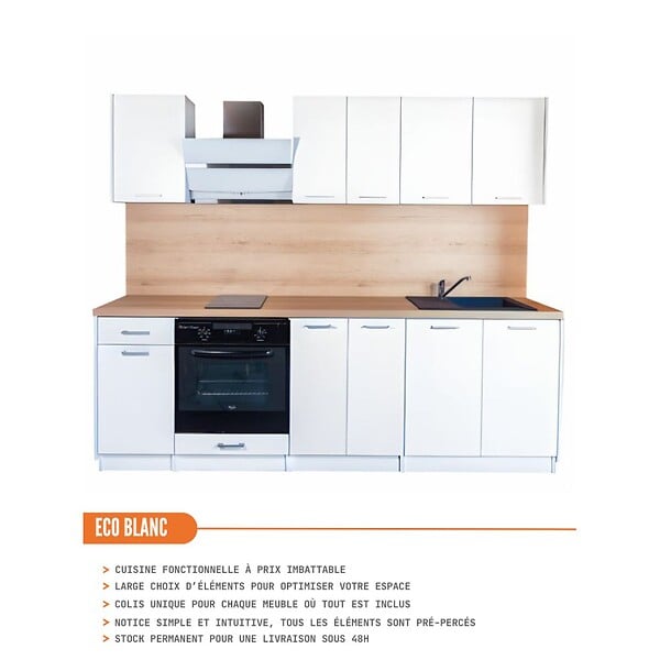 CUISINEANDCIE - Cuisineandcie - Meuble bas de cuisine Eco Blanc 1 porte L 30 cm - large