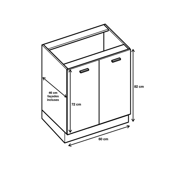 CUISINEANDCIE - Cuisineandcie - Meuble bas de cuisine Eco Blanc 2 portes L 60 cm - large
