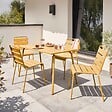 OVIALA - Ensemble table de jardin en métal et 4 chaises jaune - Palavas - vignette