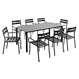 OVIALA - Ensemble table de jardin et 8 fauteuils noir - Almada - vignette