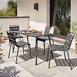 OVIALA - Ensemble table de jardin en métal et 4 chaises anthracite - Palavas - vignette