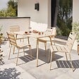 OVIALA - Ensemble table de jardin en métal et 4 chaises ivoire - Palavas - vignette