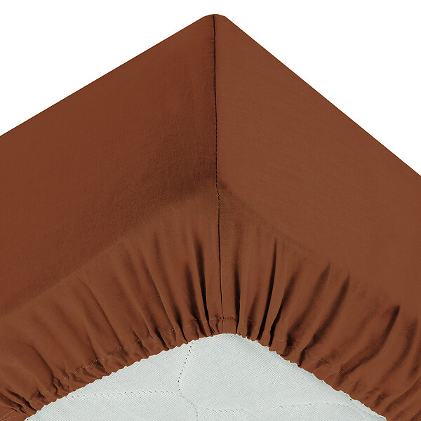ATMOSPHERA - Drap housse 2 Personnes en Coton Terracotta 140 x 190 cm - large