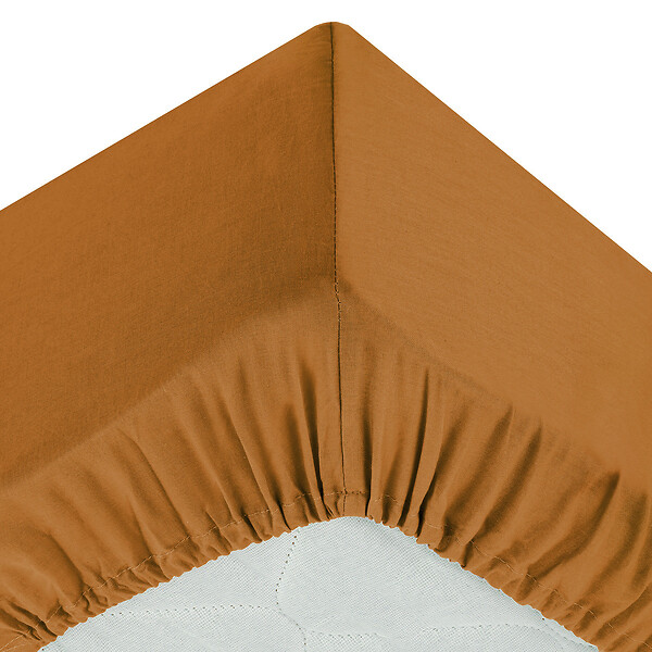 ATMOSPHERA - Drap housse 2 Personnes en Coton Jaune cumin 140 x 190 cm - large