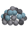 ATMOSPHERA - Guirlande décorative lumineuse 20 LED Boules en Coton D 6 x L 435 cm - Gris et Bleu - vignette
