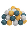 ATMOSPHERA - Guirlande décorative lumineuse 20 LED Boules en Coton D 6 x L 435 cm - Multicolore - vignette