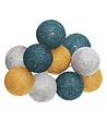 ATMOSPHERA - Guirlande décorative à piles 10 LED Boules en Coton D 6 x L 165 cm - Multicolore - vignette
