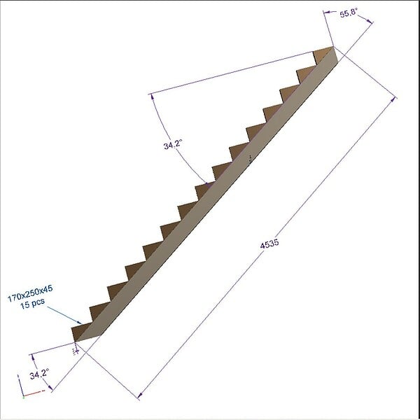 DECKLINEA - Limon 15 Marches Escalier Epicéa Traite - Escalier Extérieur - Pré-entaillé - large
