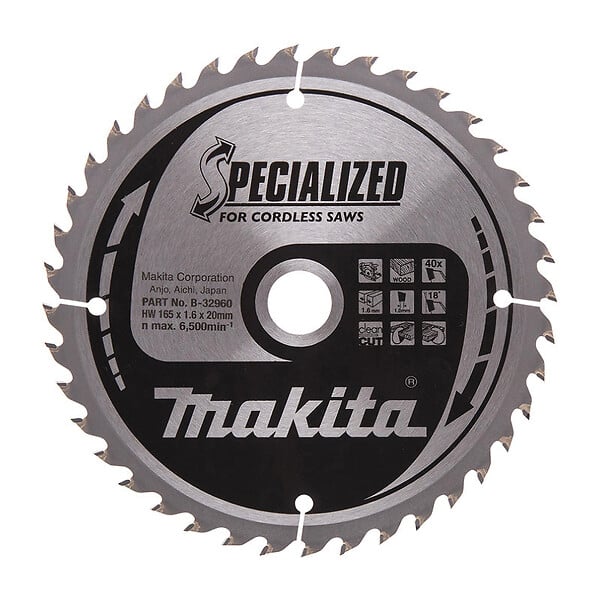 MAKITA - Lame de scie circulaire MAKITA B-53229, alliage T.C.T spécialisé, 165 x 20 mm, 44 dents, pour bois - large