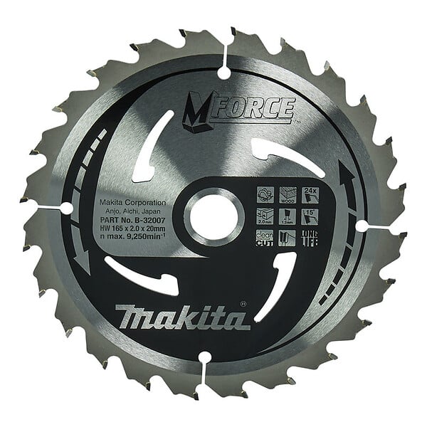 MAKITA - Lame de scie circulaire, MAKITA  B-32041  M-Force T.C.T, 190 x 30 mm, 24 dents, pour bois - large