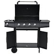 VIDAXL - vidaXL Barbecue à gaz 4+1 zones de cuisson Noir Acier - vignette