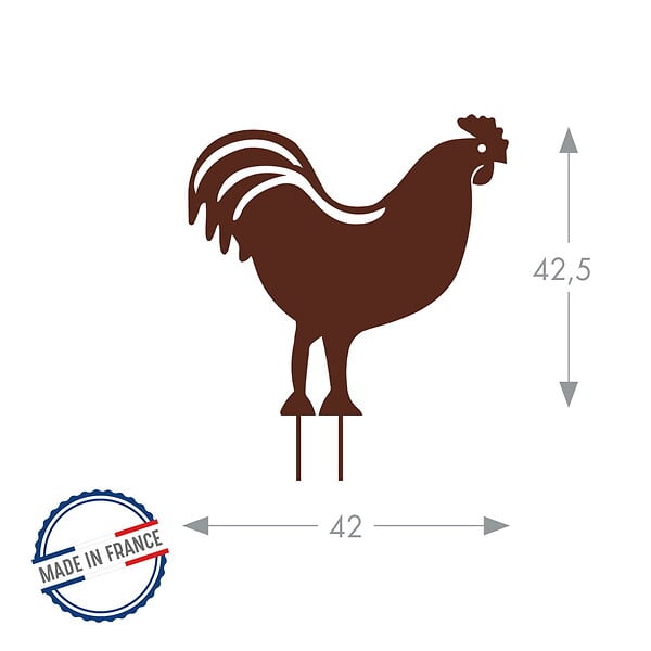 CENTRALE BRICO - Figurine à piquer coq fer vielli - 42,5x42 cm - Acier époxy - large