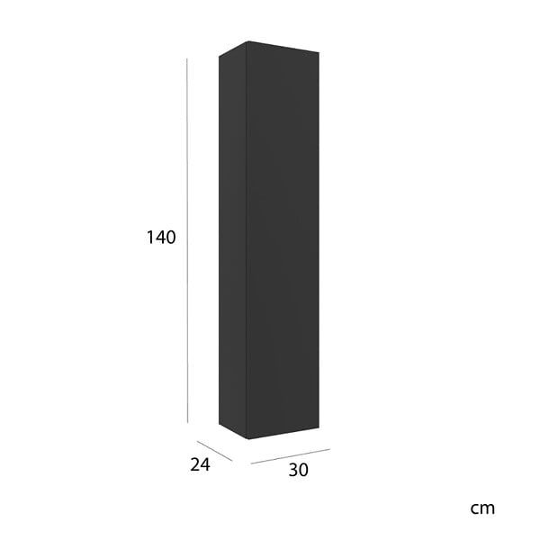 PLANETE BAIN - Meuble colonne de salle de bain H 140 cm coloris noir mat à suspendre - KARAIB - large