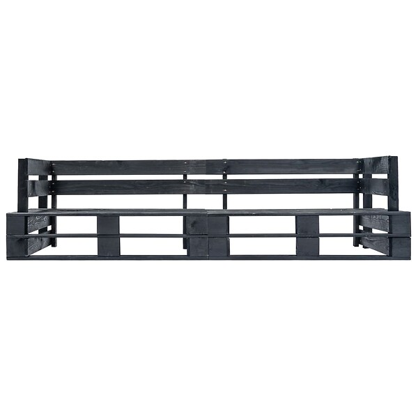 VIDAXL - vidaXL Canapé palette à 2 places de jardin noir bois - large