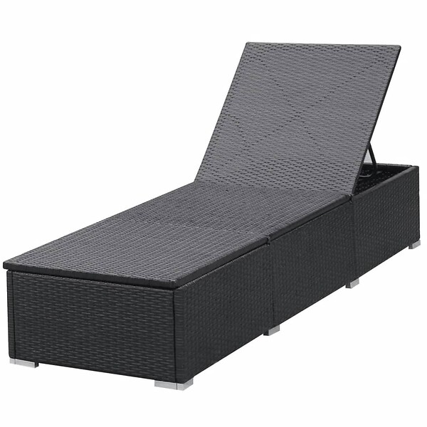 VIDAXL - vidaXL Chaises longues avec coussins lot de 2 Résine tressée Noir - large