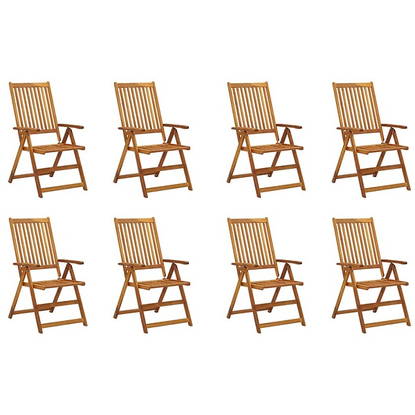 VIDAXL - vidaXL Chaises pliables de jardin avec coussins lot de 8 Bois d'acacia - large