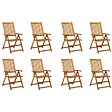 VIDAXL - vidaXL Chaises pliables de jardin avec coussins lot de 8 Bois d'acacia - vignette