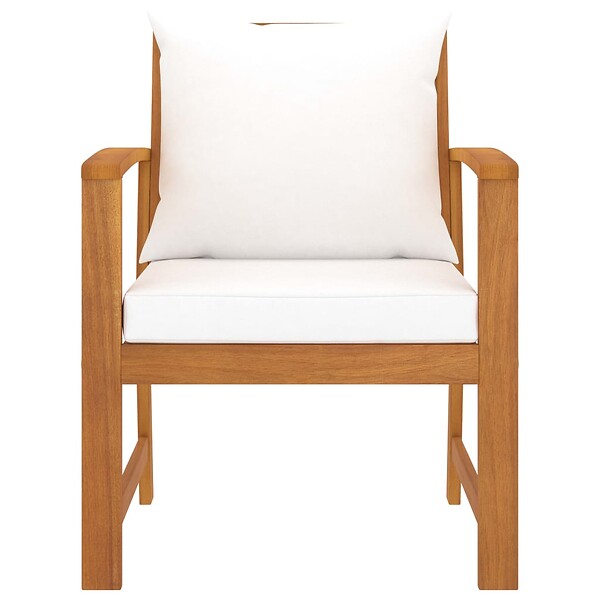 VIDAXL - vidaXL Chaises de jardin lot de 2 et coussin crème Bois acacia massif - large
