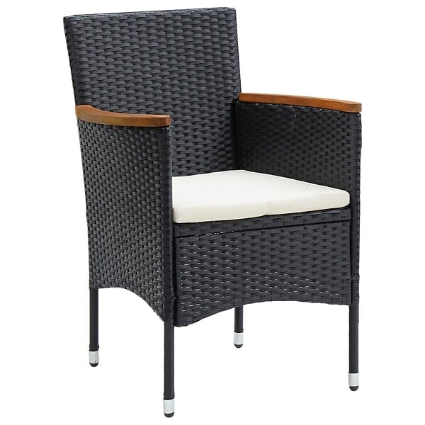 VIDAXL - vidaXL Chaises à manger de jardin lot de 4 Résine tressée Noir - large