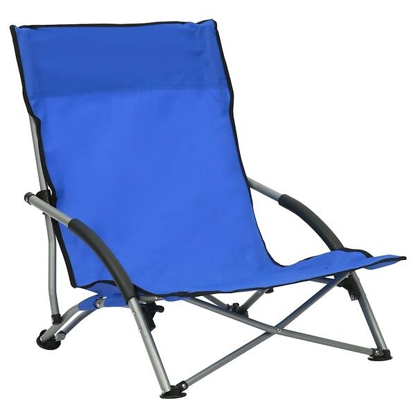 VIDAXL - vidaXL Chaises de plage pliables lot de 2 Bleu Tissu - large