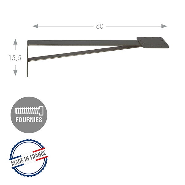 CENTRALE BRICO - Equerre de fixation pour girouette - 60 cm - Acier époxy - large