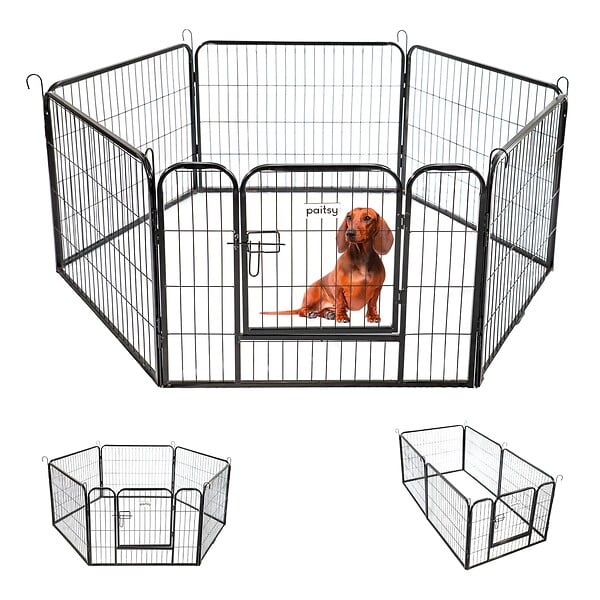 PAITSY - Parc Enclos pour chien chiot et lapin GARDEO80x60x6, 6 panneaux 80X60cm, 1,28M2, modulable, intérieur et extérieur, pliable, garantie 5 ans, Paitsy - large