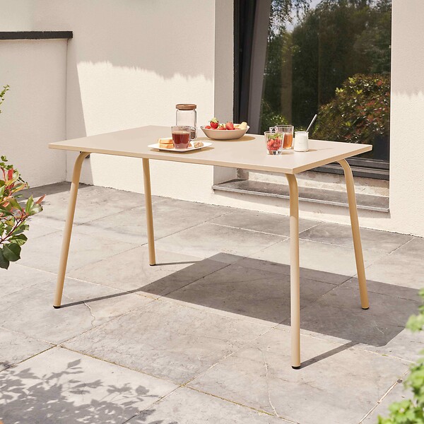 OVIALA - Table de jardin en acier 120 x 70 cm ivoire  - Palavas - large