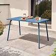 OVIALA - Table de jardin en acier 6 places 120 cm bleu pacific - Palavas - vignette