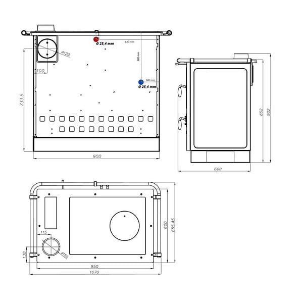 INTERSTOVES - Cuisinière à bois Magnum Thermo MBS en fonte | bouilleur sortie côté droit - - large