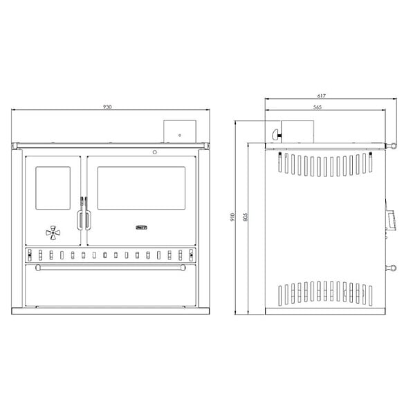 INTERSTOVES - Cuisinière à bois GT FI S DR | sortie côté droit - - large