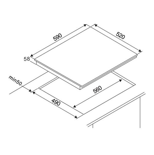AMICA - table de cuisson à induction 60cm 4 feux 6000w - aim3540 - large