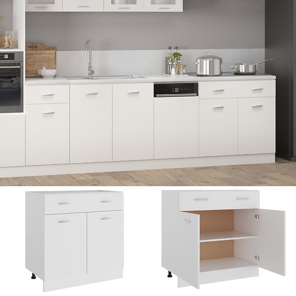 VIDAXL - vidaXL Armoire de plancher à tiroir "Lyon" Blanc 80x46x81,5cm - large