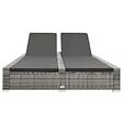 VIDAXL - vidaXL Chaise longue double Résine tressée Gris - vignette