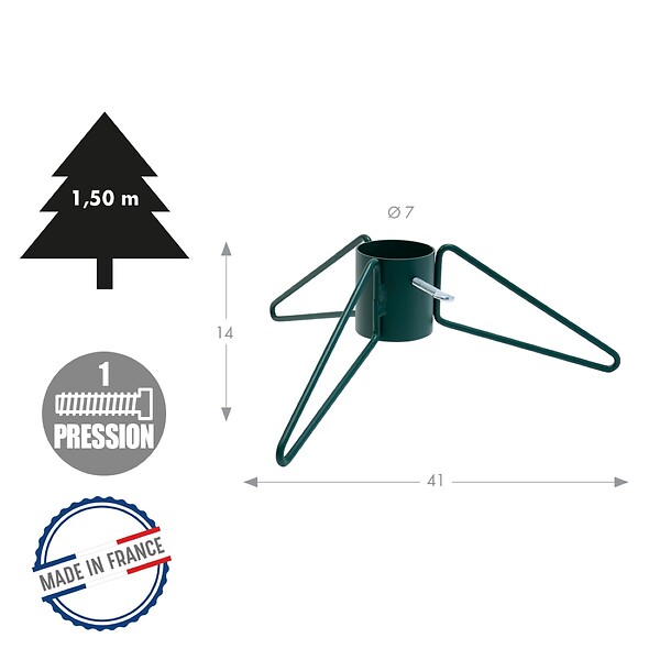 CENTRALE BRICO - Pied de sapin 3 pieds fer rond vert sapin tube 7 cm - large