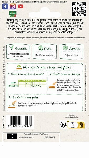 VILMORIN - Mélange de fleurs Fleurs Mellifères 4m2 Vilmorin - large
