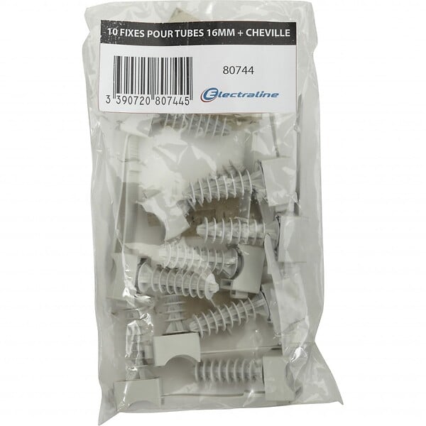 CENTRALE BRICO - Lot de 10 fixes pour tube et chevilles, Diam.16, L.75 mm - large
