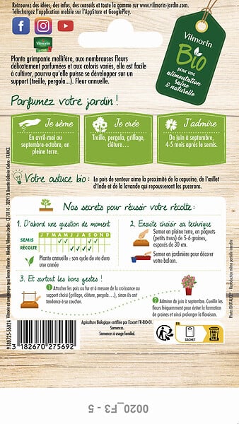 VILMORIN - Pois de Senteur Varié BIO Vilmorin - large