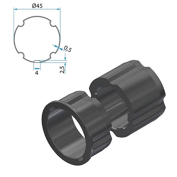CHERUBINI - Adaptateurs pour moteurs diametre 35mm tobe octogonal 40 agrafage interiueur - CHERUBINI - A3505_0502 - large