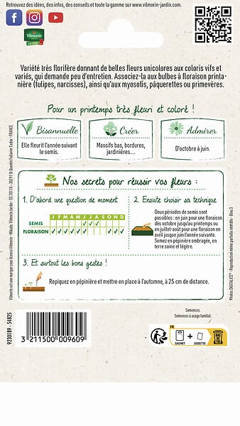 VILMORIN - Pensée Printania Variée - Bisannuelle - Multicolore - large