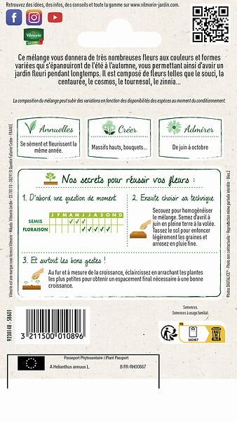 VILMORIN - Mélange de fleurs annuelles Jolies Fleurs d'Été 4m2 - large
