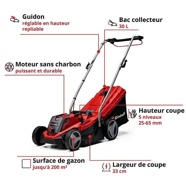 EINHELL - Tondeuse à gazon sans fil GE-CM 18/33 Li (1x4,0 Ah) - large