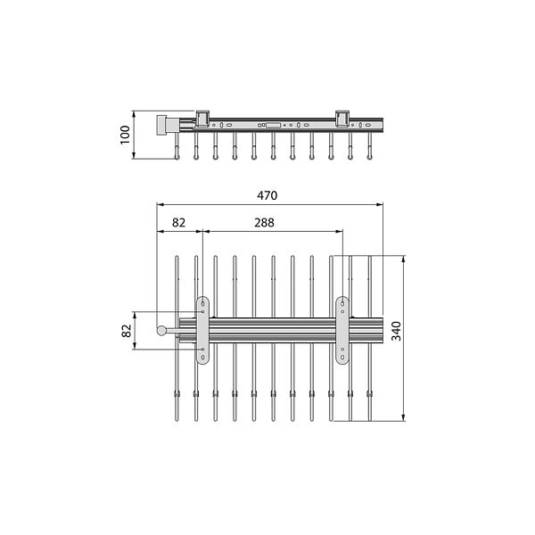 EMUCA - Porte-pantalons extractible, 11 tiges, guides d'extraction totale, Acier, Peint en noir - large