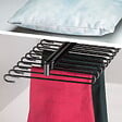 EMUCA - Porte-pantalons extractible, 11 tiges, guides d'extraction totale, Acier, Peint en noir - vignette