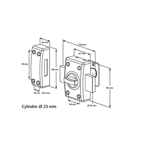 ABUS - Lot de deux verrous twin Classik - Bronze - 45mm - large