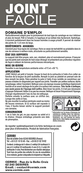 CENTRALE BRICO - Joint pâte carrelage CERMIX blanc 310 ml Joint facile ultra blanc 1mÂ² - large