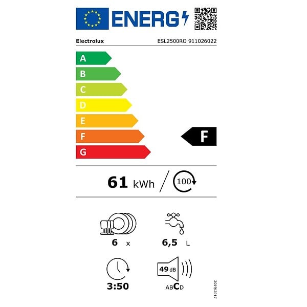 ELECTROLUX - lave-vaisselle 55cm 6 couverts 49db tout intégrable - ESL2500RO1 - large