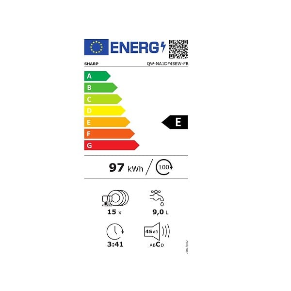 SHARP - lave-vaisselle 60cm 15 couverts 45db - qwna1df45ew - large
