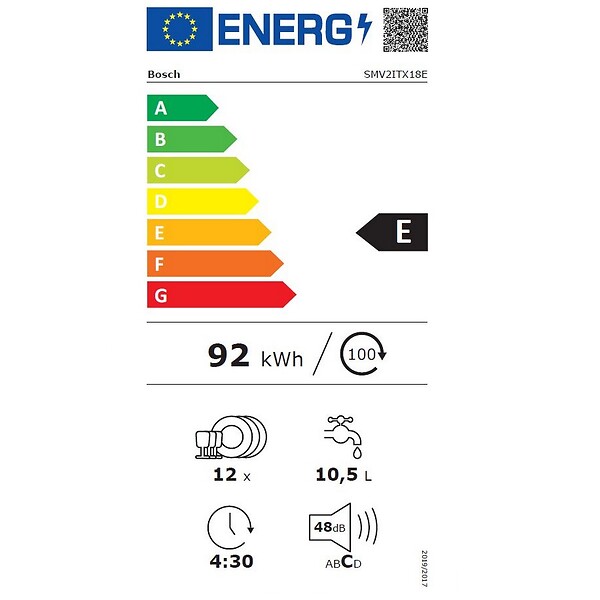 BOSCH - lave-vaisselle 60cm 12 couverts 48db tout intégrable - smv2itx18e - large