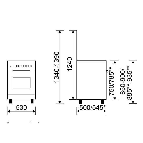 GLEM - Cuisinière Gaz 60l 4 Feux Blanc - GA551GWH - large