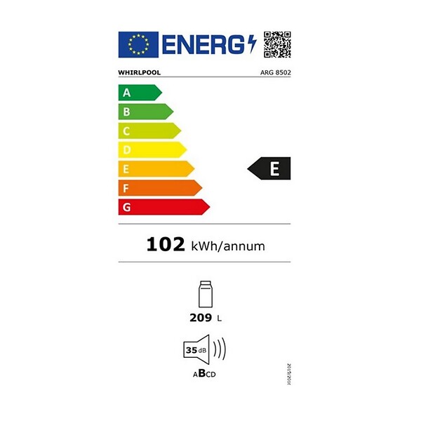 WHIRLPOOL - réfrigérateur intégrable à  glissières 209l - arg8502 - large